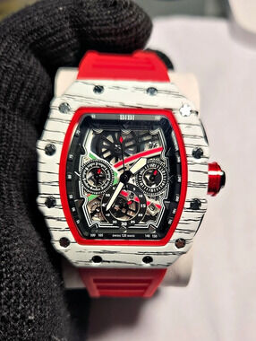 BIBI LONDON WATCH Chronograph Watch in Red & White NWT